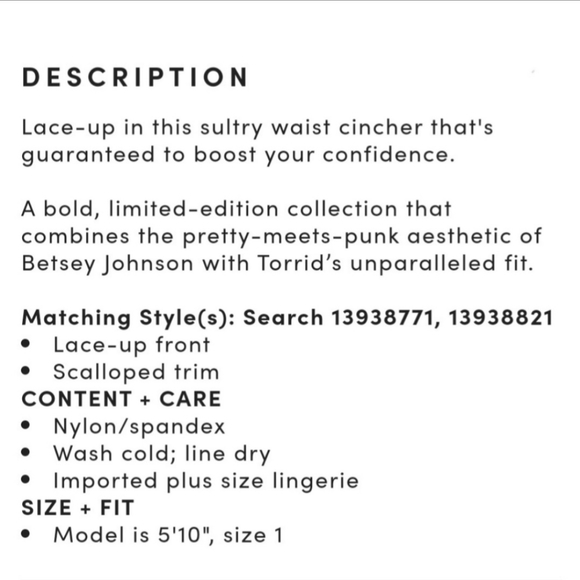 TORRID BETSEY JOHNSON Limited Edition Bralette +Waist Cincher! NWT! - Picture 6 of 8